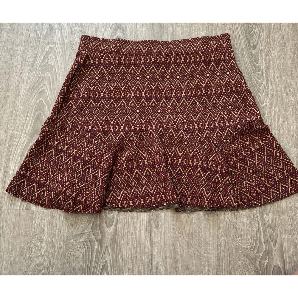 Free People Maroon & Gold When In Rome Mini Skirt - Size Medium NEW